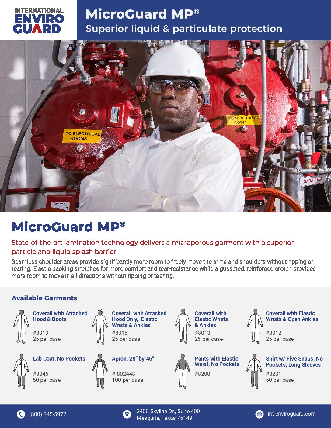 Enviroguard-MicroGuard MP 8015 Microporous Garment With Superior Particle and Liquid Splash Barrier 25/Case