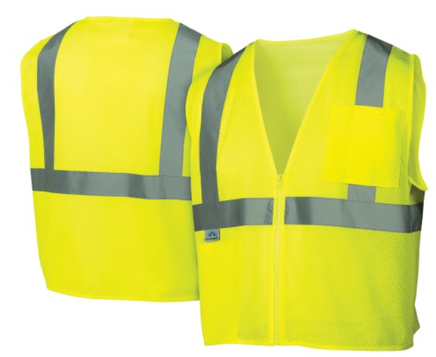 Self Extinguishing Mesh Safety Vest, Pyramex RVZ21SE Series Type R Class 2 Self Extinguishing Mesh Safety Vest Yellow/Orange