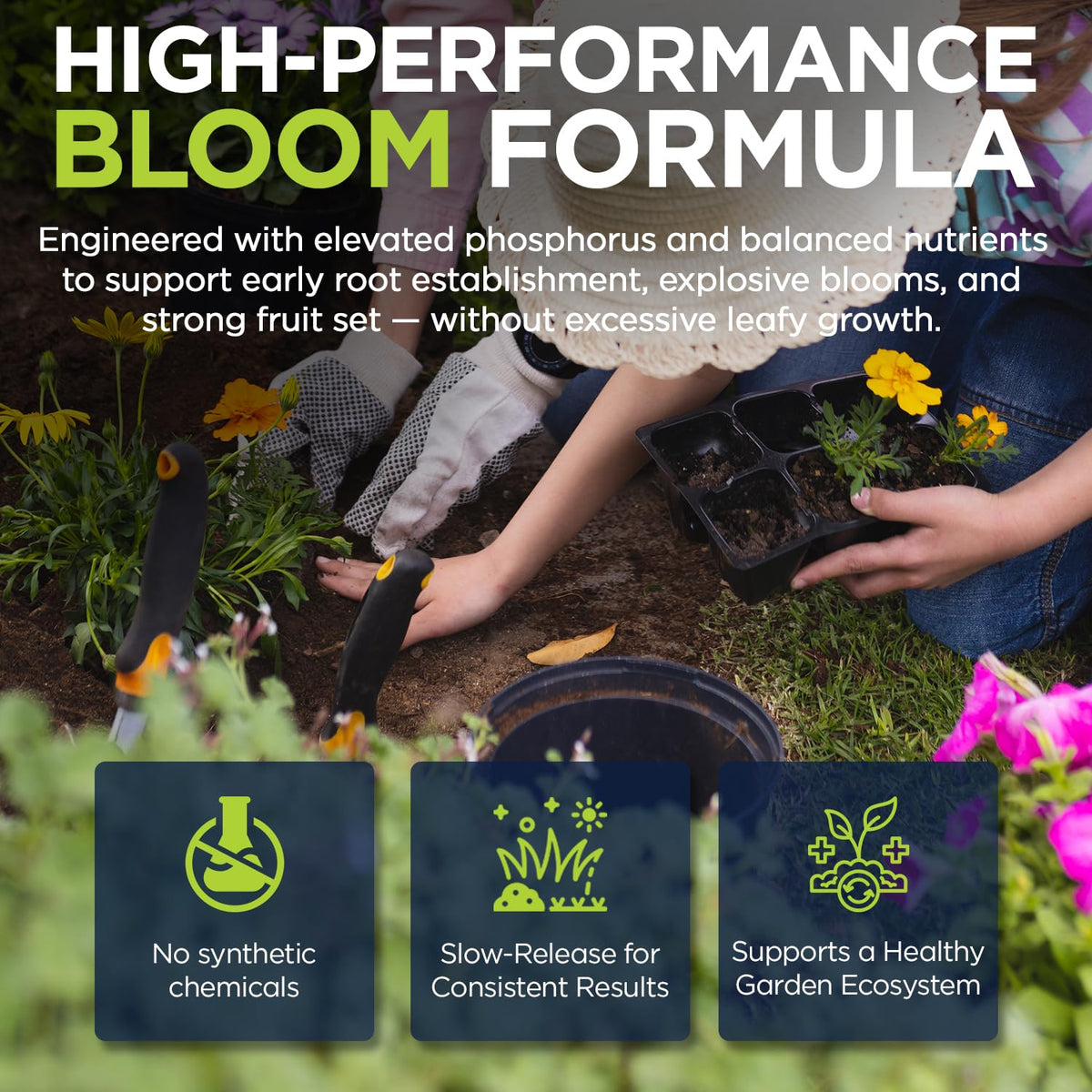 10-20-20 Power Bloom Booster Fertilizer for Flowers and Plants, High Phosphorus NPK Fertilizer for Vegetable Garden
