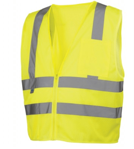 Pyramex Mesh Safety Vest, Pyramex RVZ2610 Type R Class 2 Dual Stripe Mesh Safety Vest - Yellow/Lime