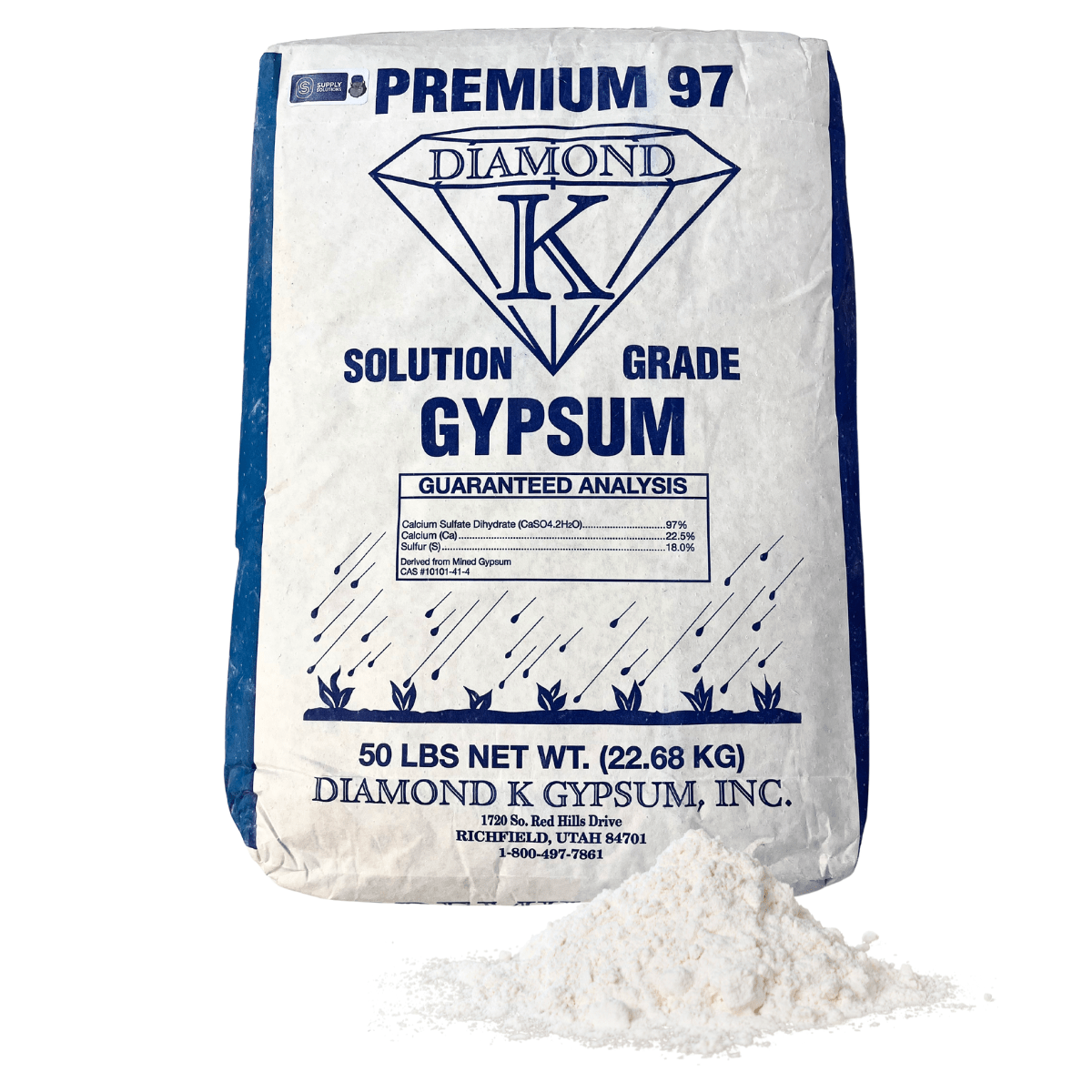 Supply Solutions Gypsum Powder - Purest and Soluble Houseplant Food Fertilizer for Indoor Plants, Outdoor, Lawn, Vegetables - Indoor Plant Nutrients, Improve Plant Growth (50 Pounds)