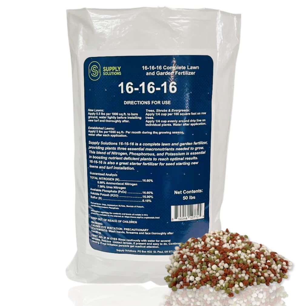 Supply Solutions 16-16-16 Complete Lawn & Garden All Purpose Granular Fertilizer - The Ultimate Plant Food for Lush Greenery & Vibrant Blooms - for All Plants, Vegetables, Fruits, and Berries