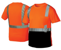 Short Sleeve Safety Shirts, Pyramex RTS21B Series - Type R Class 2 Black Bottom Safety Shirt