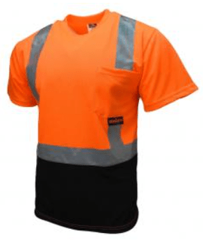 Moisture Wicking High Visibility Shirts - Radians ST11B Type R Class 2 Short Sleeve Black Bottom T-Shirt Yellow/Orange