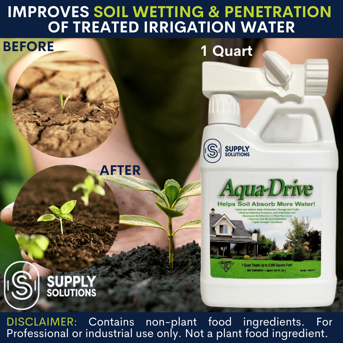 Aqua Drive Liquid Lawn Aerator Hose End Spray Soil Conditioner - Breaks Compacted Soil, Effortless Soil Aeration for Lush Landscapes