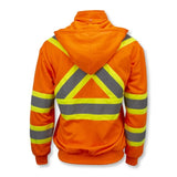 Radians SW01X-2 High Neck Zip Front X-Back Hooded Sweatshirt - Hi Vis Orange - S