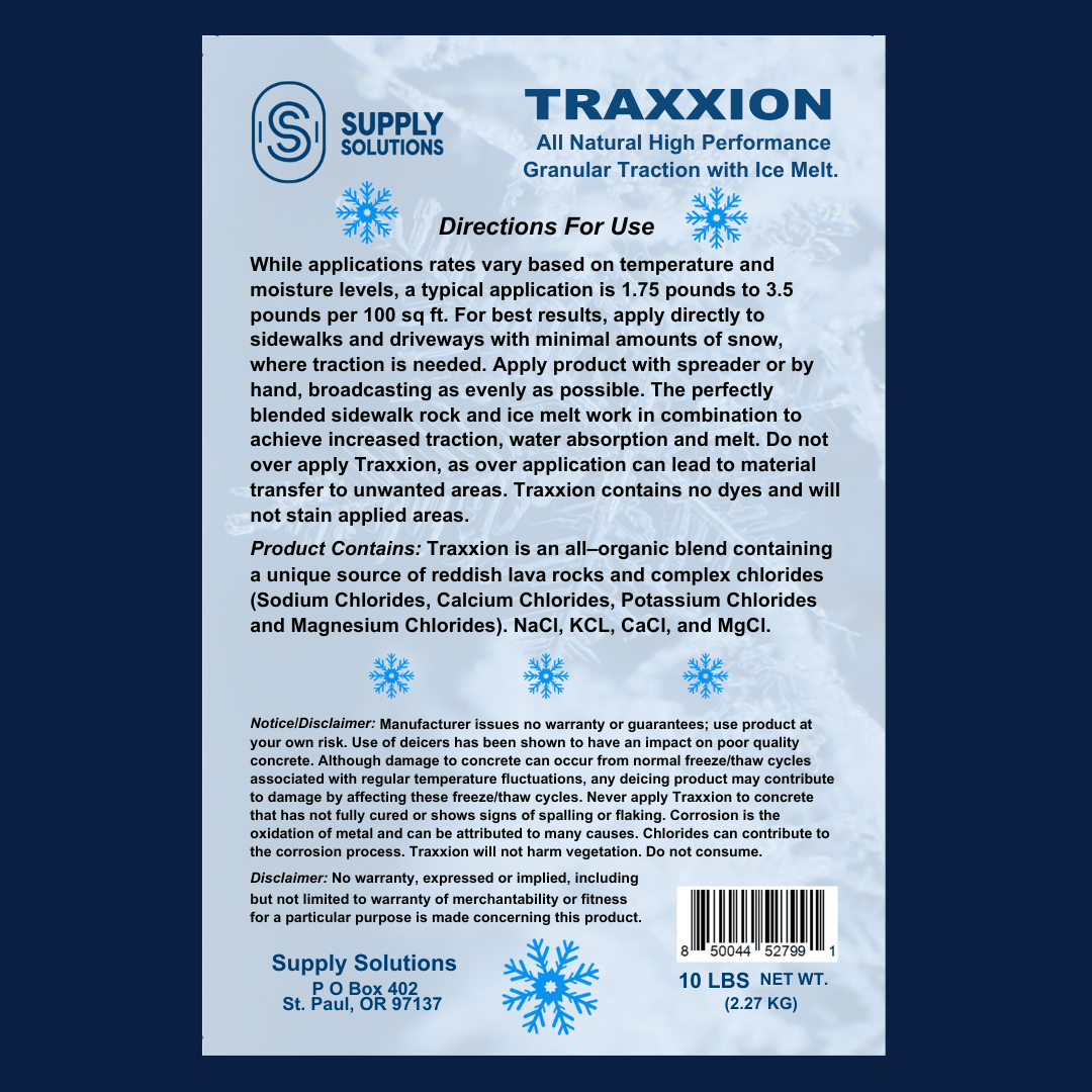 Supply Solutions Traxxion Granular Traction with Ice Melt - Pet Safe Ice Melt Snow Salt - Non Toxic Winter Salt - Bundle with 3-in-1 Collapsible Snow Shovel Kit for Car Emergency Driveway (5 Items)