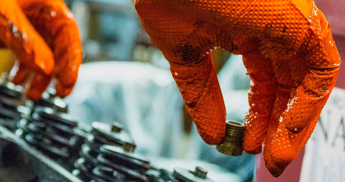 Gloveworks HD Orange Nitrile Industrial Latex Free Disposable Gloves