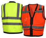 Heavy Duty Surveyor Safety Vest, Pyramex RVZ28 Type R Class 2 Heavy Duty Surveyor Zipper Safety Vest Yellow/Orange