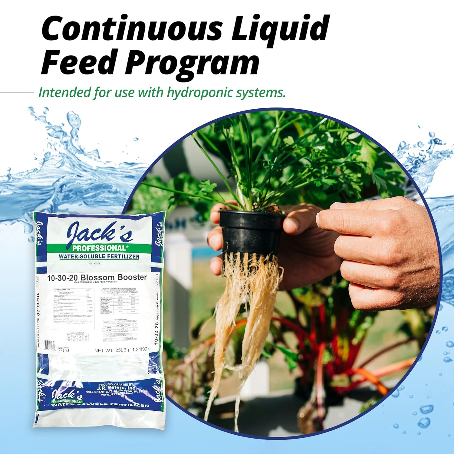 Jack's Professional 10-30-20 Blossom Booster Water-Soluble Fertilizer with Micronutrients for Increasing Blooms in Plants Grown in Continuous Liquid Feed Programs (25lbs)