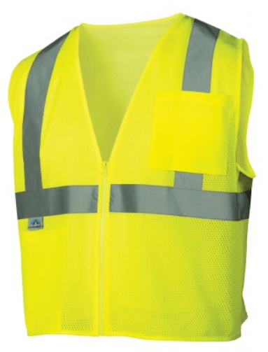 Self Extinguishing Mesh Safety Vest, Pyramex RVZ21SE Series Type R Class 2 Self Extinguishing Mesh Safety Vest Yellow/Orange