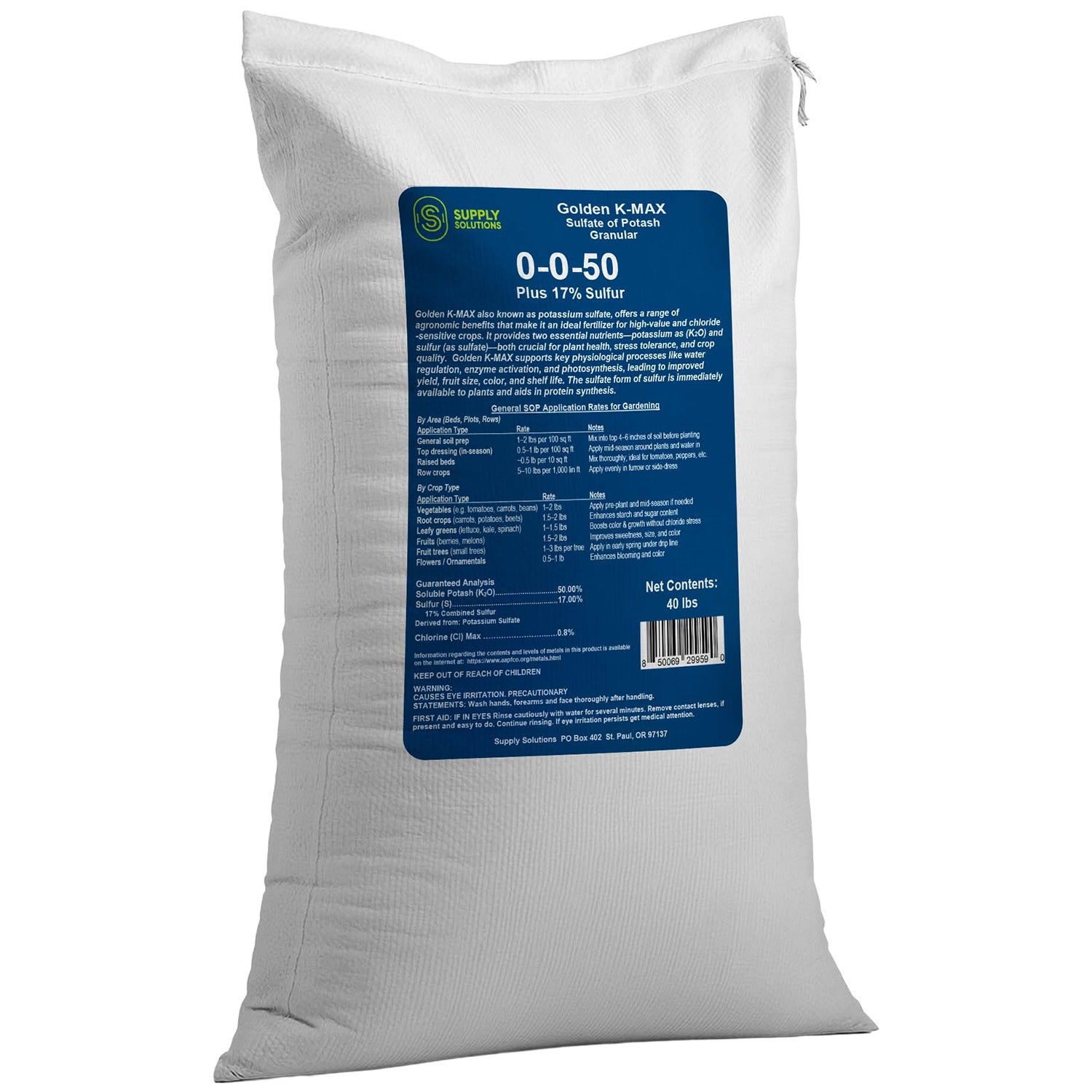 0-0-50 Plus 17% Sulfur Golden K-Max Sulfate of Potash (SOP) - Granular Fertilizer High Potassium Plant Fertilizer for Indoor and Outdoor Garden