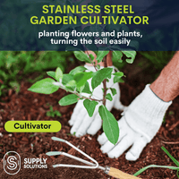 Supply Solutions Gardening Tools - Perfect Garden Tools for Women or Men - Small Heavy Duty Gardening Hand Tools with Trowel, Transplanter, Fork, Rake, and Cultivator