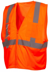 Pyramex RVZ21CP Series Type R Class 2 Mesh Safety Vest with Clear Pocket Yellow/Orange