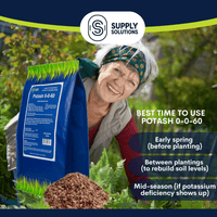 Supply Solutions Muriate of Potash 0-0-60 Fertilizer, High Potassium Fertilizer, Potassium for Plants - for Lush Crops, Acidic Plants