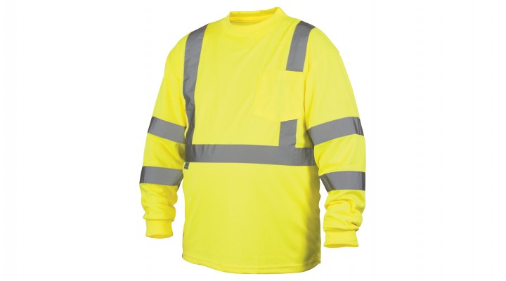 High Visibility Long Sleeve Shirts, Pyramex Type R Class 3 Long Sleeve Safety Shirt - Yellow/Lime