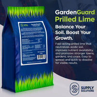 GardenGuard Prilled Lime for Lawns and Gardens - Agricultural Limestone for Soil pH Balance, Granular Lawn Lime for Grass and Plants