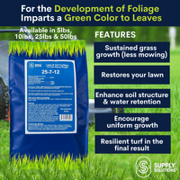 Supply Solutions 25-7-12 Lawn Fertilizer - Lawn Food for Grass, Turf and Garden Plants for Greener Grass - Plant Food for Lawn