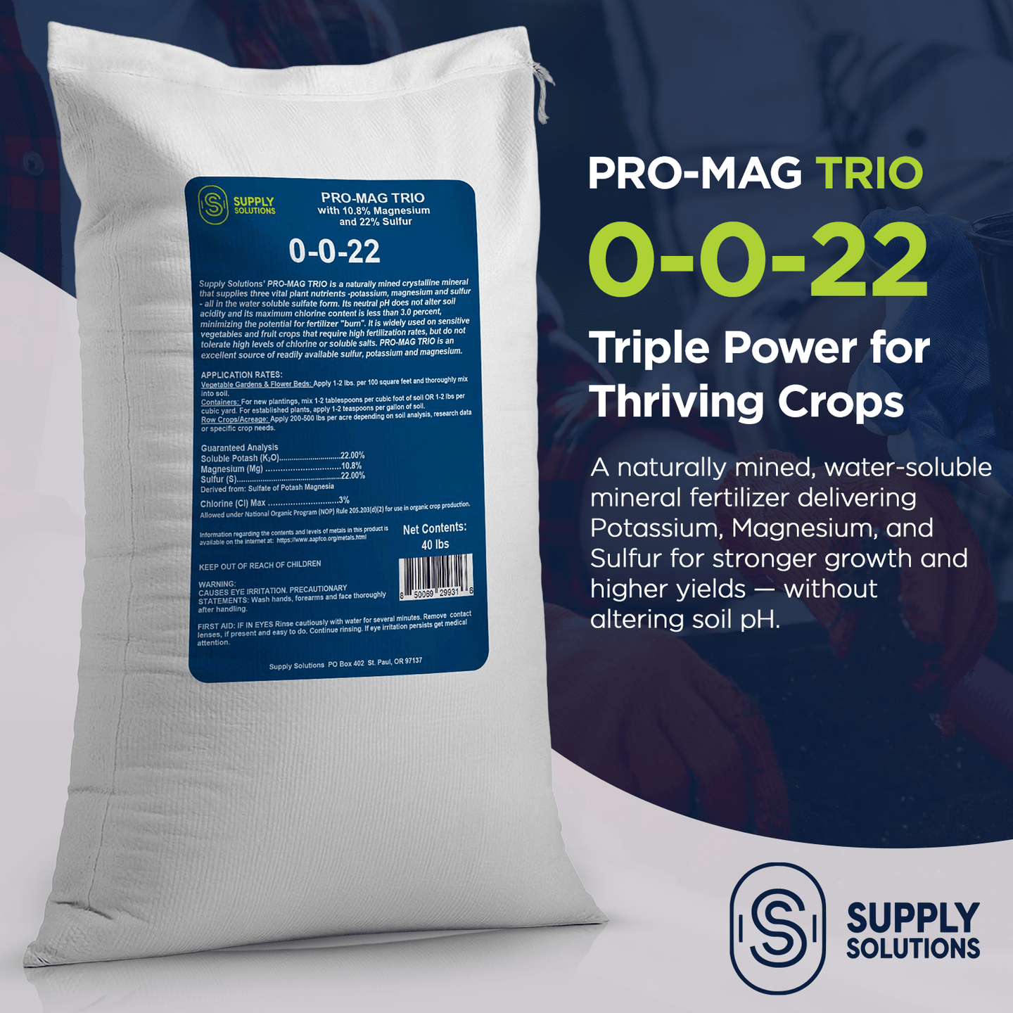 0-0-22 Pro-Mag Trio - High Potassium, Magnesium & Sulfur Fertilizer