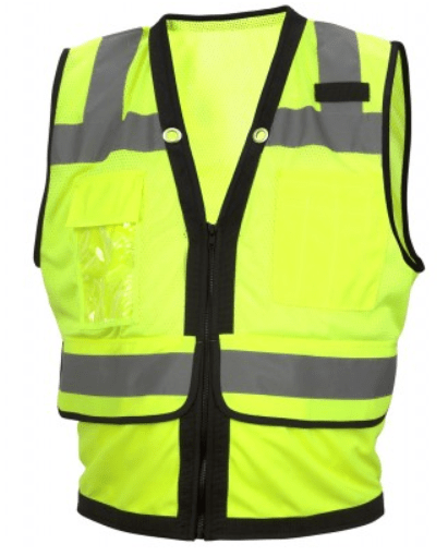 Heavy Duty Surveyor Safety Vest, Pyramex RVZ28 Type R Class 2 Heavy Duty Surveyor Zipper Safety Vest Yellow/Orange