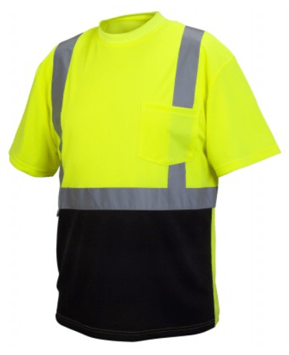 Short Sleeve Safety Shirts, Pyramex RTS21B Series - Type R Class 2 Black Bottom Safety Shirt