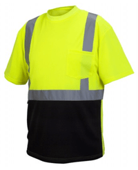 Short Sleeve Safety Shirts, Pyramex RTS21B Series - Type R Class 2 Black Bottom Safety Shirt