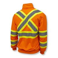 Radians SW01X-2 High Neck Zip Front X-Back Hooded Sweatshirt - Hi Vis Orange - S