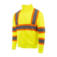 Radians SW01X-2 High Neck Zip Front X-Back Hooded Sweatshirt - Hi Vis Lime - L