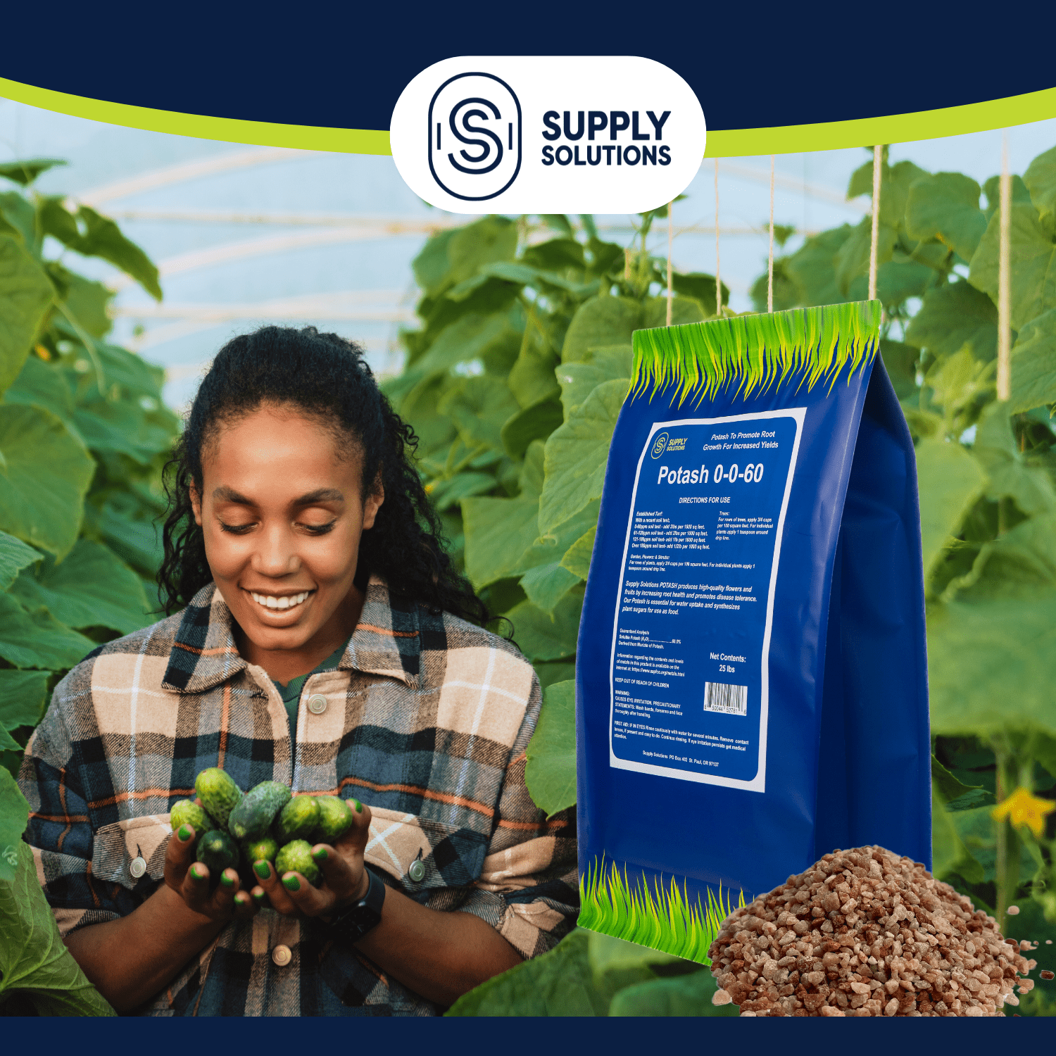 Supply Solutions Muriate of Potash 0-0-60 Fertilizer, High Potassium Fertilizer, Potassium for Plants - for Lush Crops, Acidic Plants
