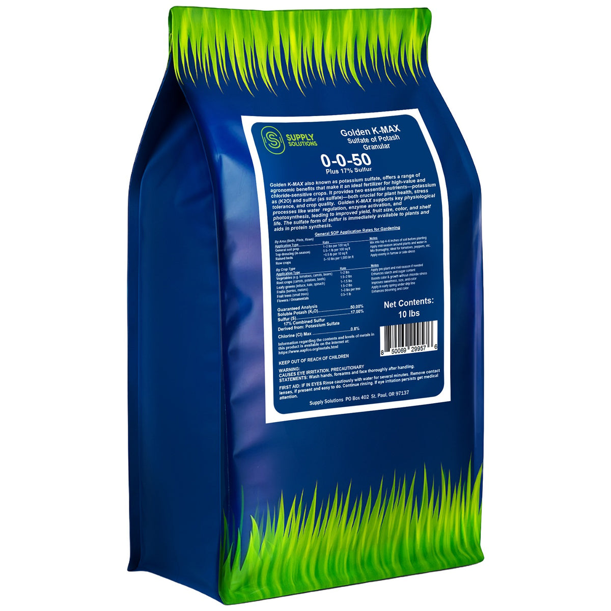 0-0-50 Plus 17% Sulfur Golden K-Max Sulfate of Potash (SOP) - Granular Fertilizer High Potassium Plant Fertilizer for Indoor and Outdoor Garden