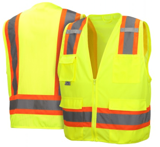 Surveyor Vest Class 2, Pyramex RVZ24 Series Type R Class 2 Two-Tone Surveyor Safety Vest with Pocket