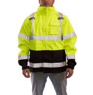 High Visibility Class 3 Waterproof Jacket, ICON J24122 Breathable 300D Polyurethane Hi-Vis Jacket with Reflective Tape, Flourescent Yellow/Green
