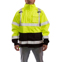 High Visibility Class 3 Waterproof Jacket, ICON J24122 Breathable 300D Polyurethane Hi-Vis Jacket with Reflective Tape, Flourescent Yellow/Green