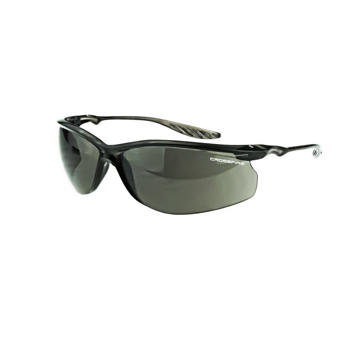 Crossfire 24Seven® Performance Safety Eyewear - Crystal Black Frame - Smoke Lens