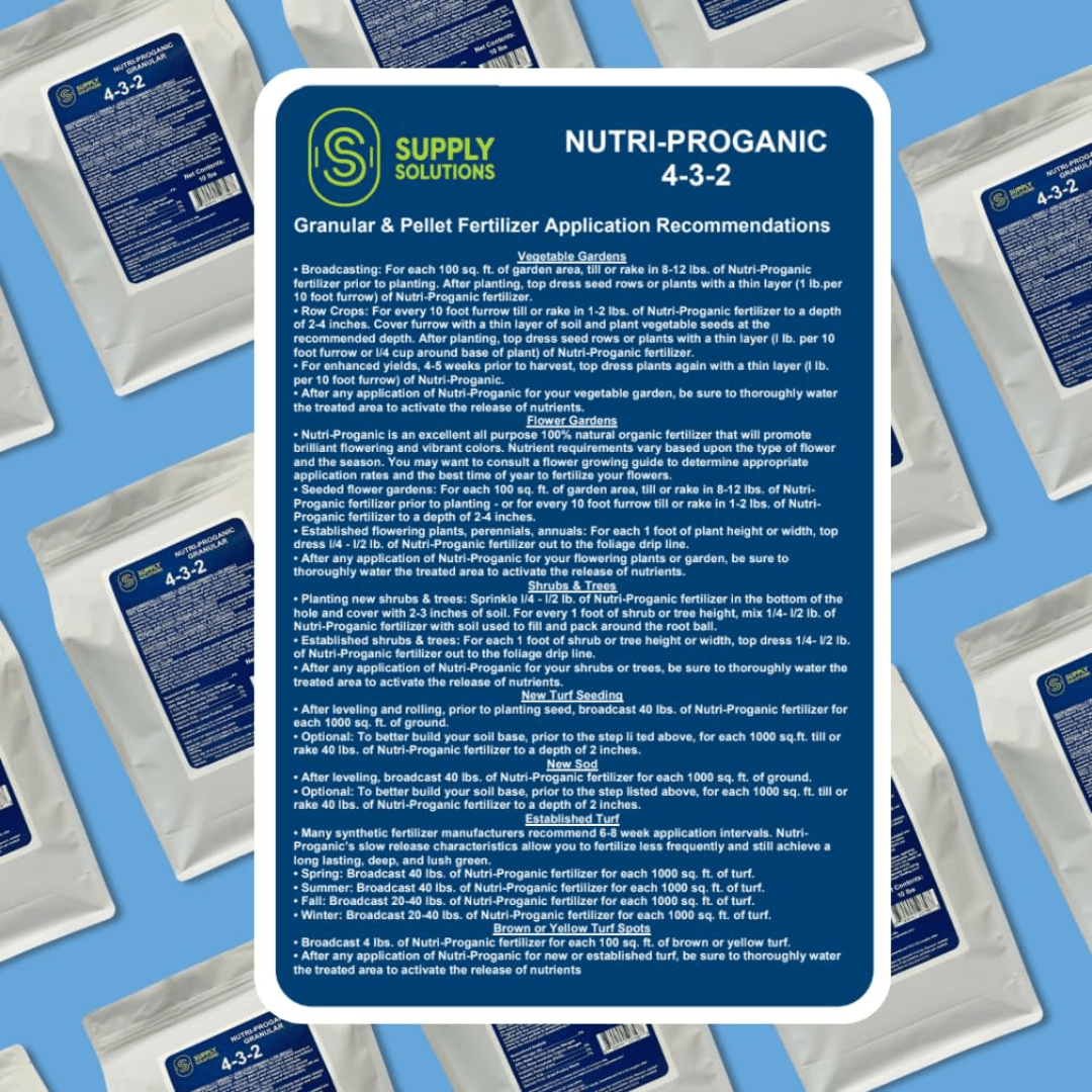 Supply Solutions 4-3-2 Nutri-Proganic Granular Organic Chicken Manure Premium Fertilizer - Ideal for a Variety of Food Crops - For Soil Moisture & Drainage