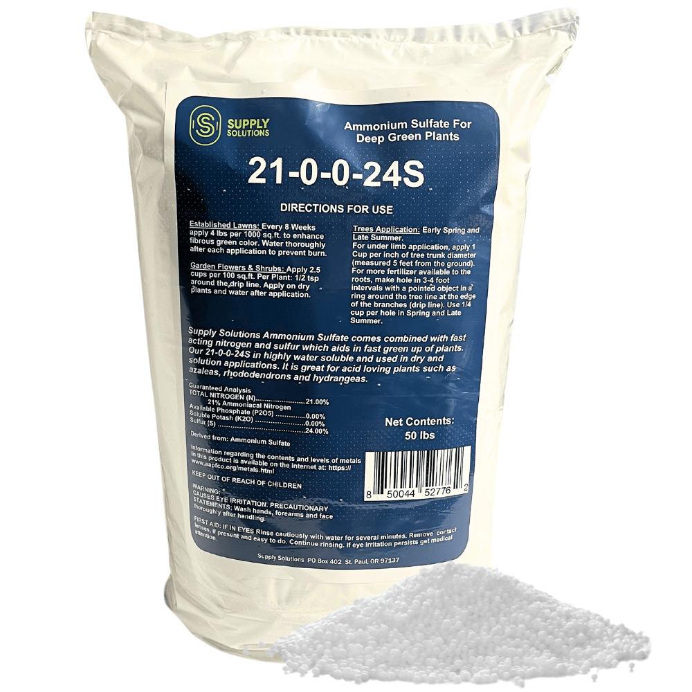 Supply Solutions Ammonium Sulfate Fertilizer 21-0-0 +24% Sulfur for Deep Green Plants - Soil Acidifier for Flowers, Trees, Lawn, Acid Loving - Sulfur for Plants Hydrangea Fertilizer