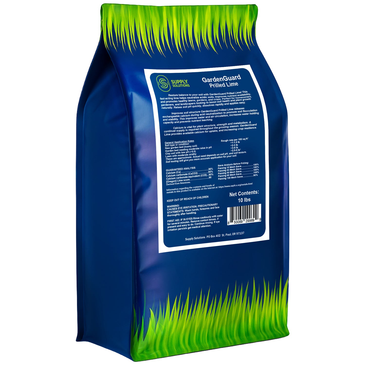 GardenGuard Prilled Lime for Lawns and Gardens - Agricultural Limestone for Soil pH Balance, Granular Lawn Lime for Grass and Plants