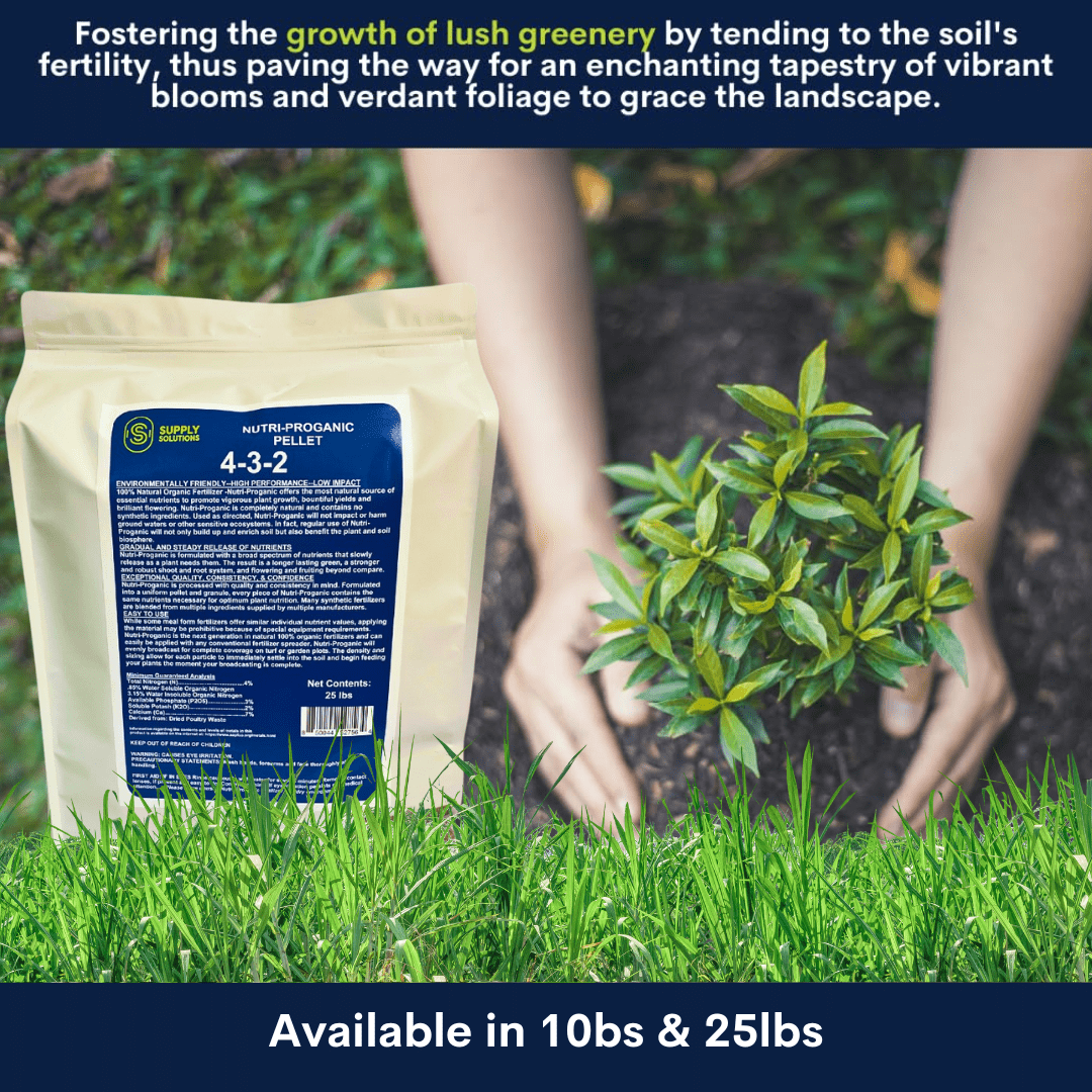 Supply Solutions 4-3-2 Nutri-Proganic Pellet Organic Chicken Manure Premium Fertilizer - Ideal for a Variety of Food Crops - For Soil Moisture & Drainage