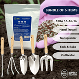 Supply Solutions 16-16-16 Complete Lawn & Garden All Purpose Granular Fertilizer - The Ultimate Plant Food for Lush Greenery - Bundle with Gardening Tools Perfect for Men and Women