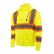 Radians SW01X-2 High Neck Zip Front X-Back Hooded Sweatshirt - Hi Vis Lime - L