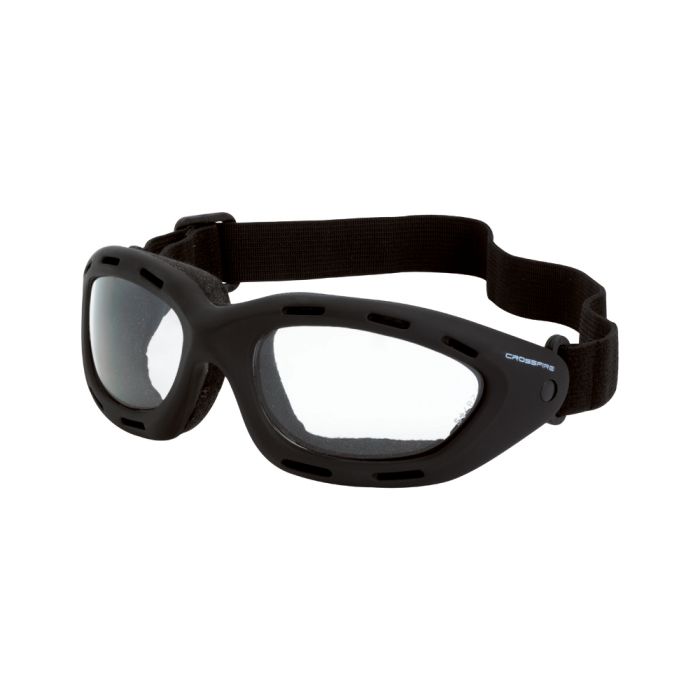 Crossfire Element Foam Lined Safety Goggle - Black Frame - Clear Anti-Fog Lens