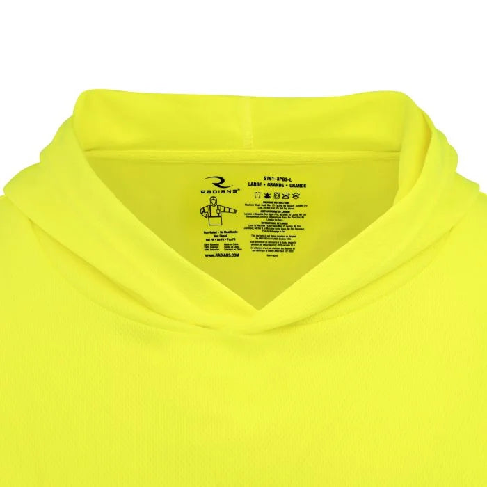 Radians ST61-3 Hooded Type R Class 3 Mesh Long Sleeve T-Shirt w/ UV Protection