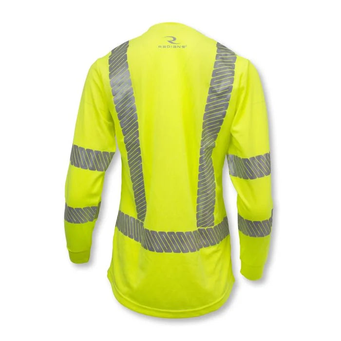 Radians ST21W Class 3 High Visibility Women's Long Sleeve Safety T-Shirt with Max-Dri™