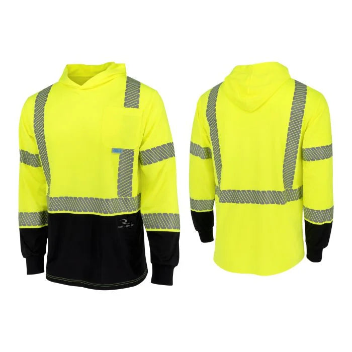 Radians ST631B Class 3 UPF 40 Color Block Long Sleeve T-Shirt with Hood