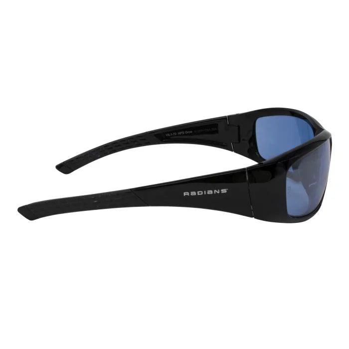 Radians Villume® Indoor Farming Glasses - Black Frame - HPS Grow Blue Mirror Lens