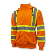 Radians SW01X-2 High Neck Zip Front X-Back Hooded Sweatshirt - Hi Vis Orange - S