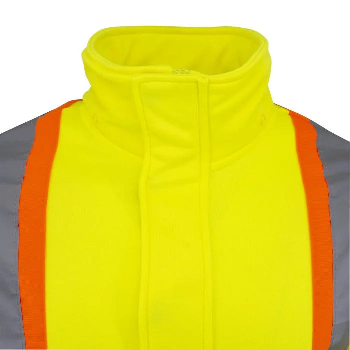 Radians SW01X-2 High Neck Zip Front X-Back Hooded Sweatshirt - Hi Vis Lime - L