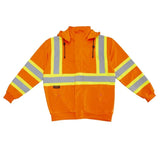 Radians SW01X-2 High Neck Zip Front X-Back Hooded Sweatshirt - Hi Vis Orange - S