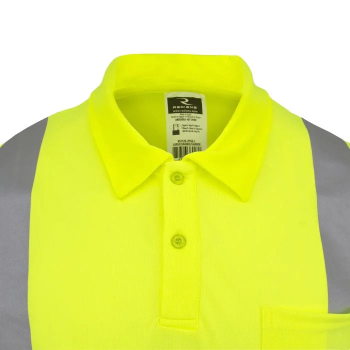 Radians ST12B Class 2 High Visibility Color Blocked Safety Short Sleeve Polo