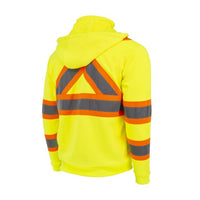 Radians SW01X-2 High Neck Zip Front X-Back Hooded Sweatshirt - Hi Vis Lime - L